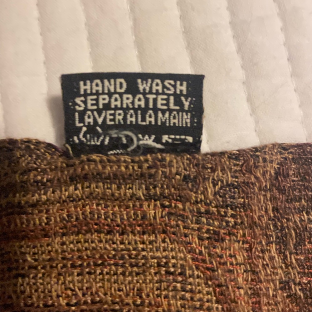 Brown taupe patterned fringed rayon wrap